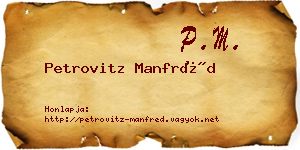 Petrovitz Manfréd névjegykártya